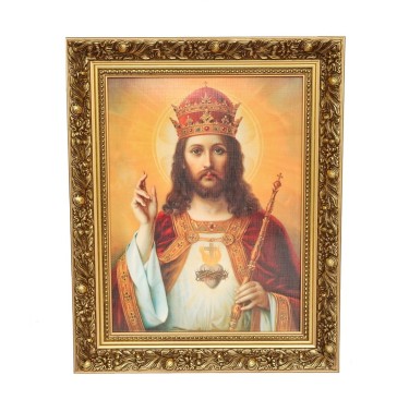 Obraz Chrystus Król w ozdobnej ramie - 30x40 cm