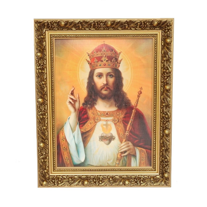 Obraz Chrystus Król w ozdobnej ramie