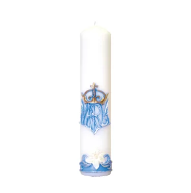 Świeca Ołtarzowa - Symbol Maryjny z koroną aplikacja