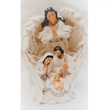 Figurka Anioł i św. Rodzina - 18 cm - Boże Narodzenie