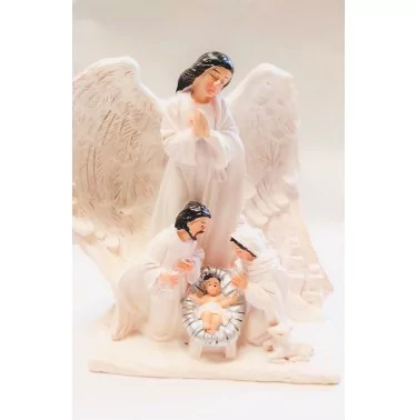 Figurka Anioł i św. Rodzina - 13 cm - Boże Narodzenie