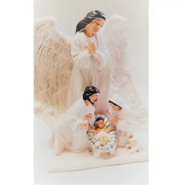 Figurka Anioł i św. Rodzina - 13 cm - Boże Narodzenie