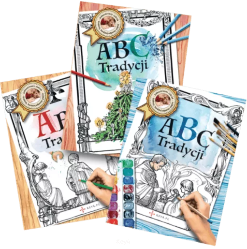 Seria trzech kolorowanek pod tytułem ABC Tradycji ma źródło w angielskiej książce An Alphabet of the Altar (Alfabet Ołtarza)