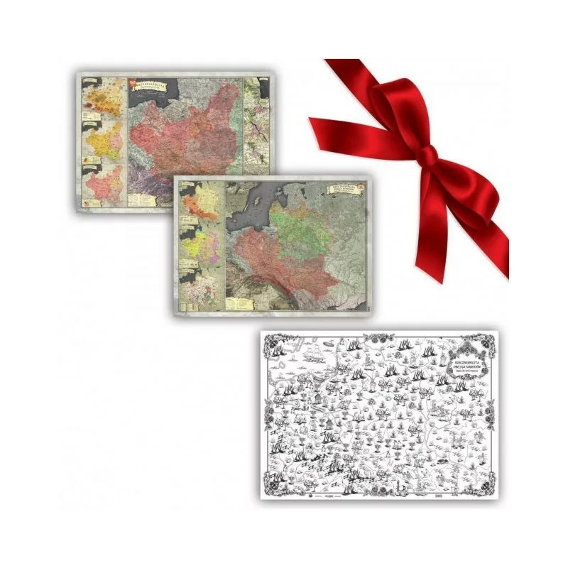 Zestaw Map A2 - I i II Rzeczpospolita (1770 & 1937) i Kolorowanka-Mapa Rzeczpospolita Obojga Narodów