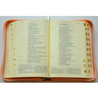 Oazowa Biblia Tysiąclecia - Pismo Święte Starego i Nowego Testamentu skórzany różowy futerał, paginatory