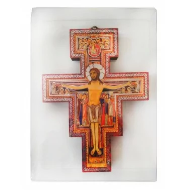 Złocona ikona Krzyż Świętego Damiana - 13 cm